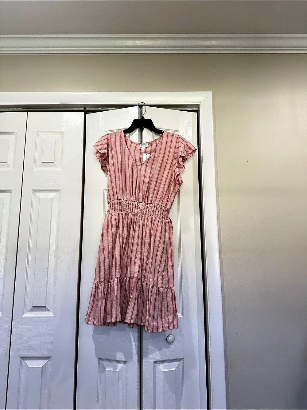 Market & Spruce Marin Linen Blend Dress Striped Linen Blend Midi Dress Size
